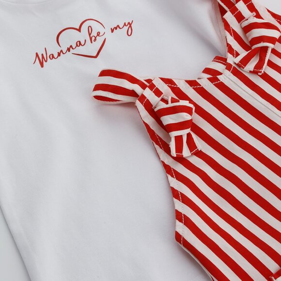 COPY - 💥 RED STRIPED SEQUIN HEARTS OVERALL DRESS - BABY GIRL OVERALLS - Picture 3 of 6